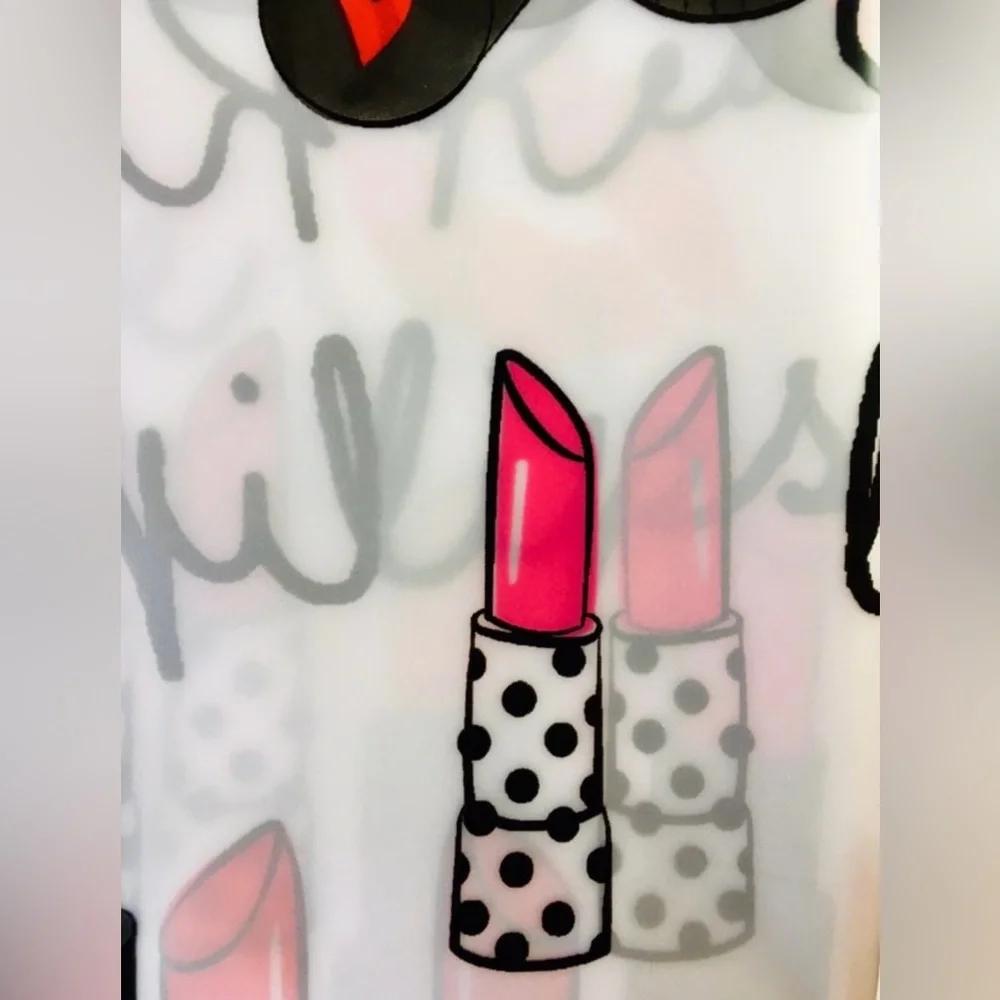 Read My Lipstick Peva Shower Curtain Lips Red Black Pink